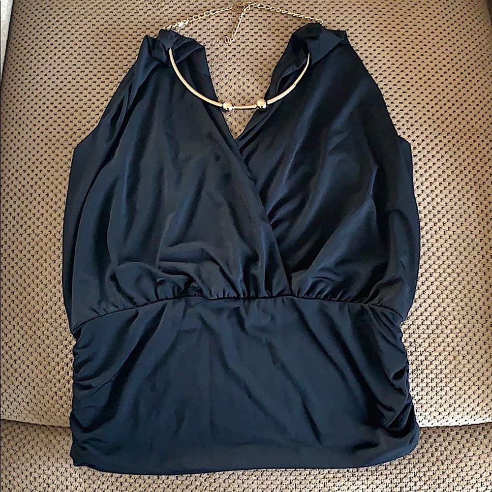 BEBE Gold neckless top
